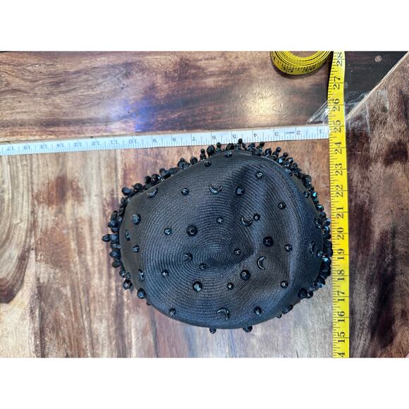 Vintage Mr. John Women's Black Wool Jeweled Hat - Picture 6 of 6